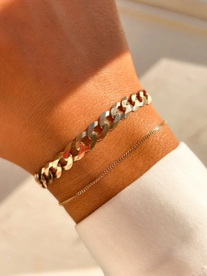 Vintage 9ct Yellow Gold Flat Curb Bracelet