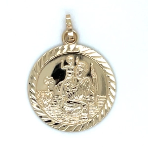 Vintage 9ct Yellow Gold Flat St Christopher Medal Pendant
