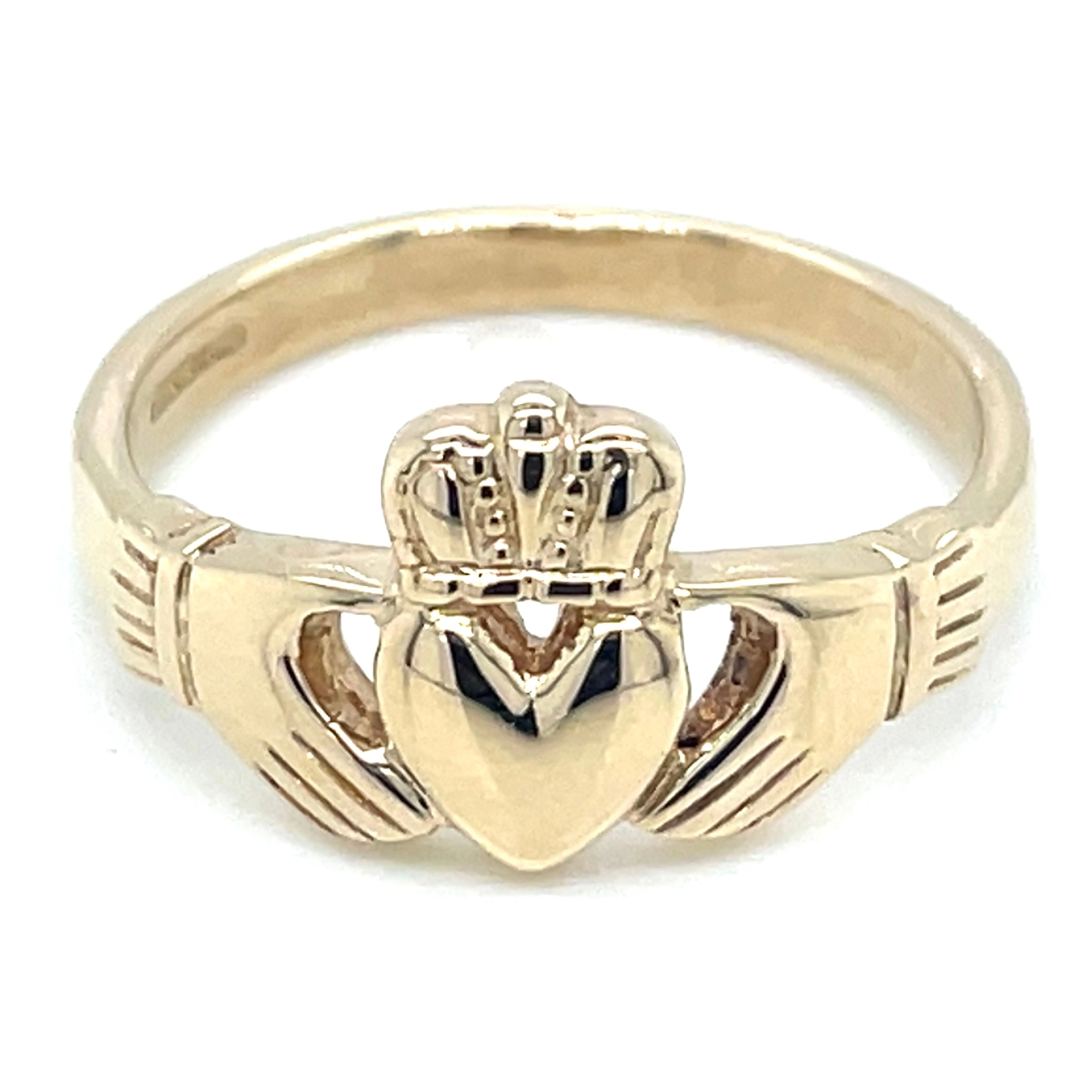 Vintage 9ct Yellow Gold Heavy Plain Claddagh Ring