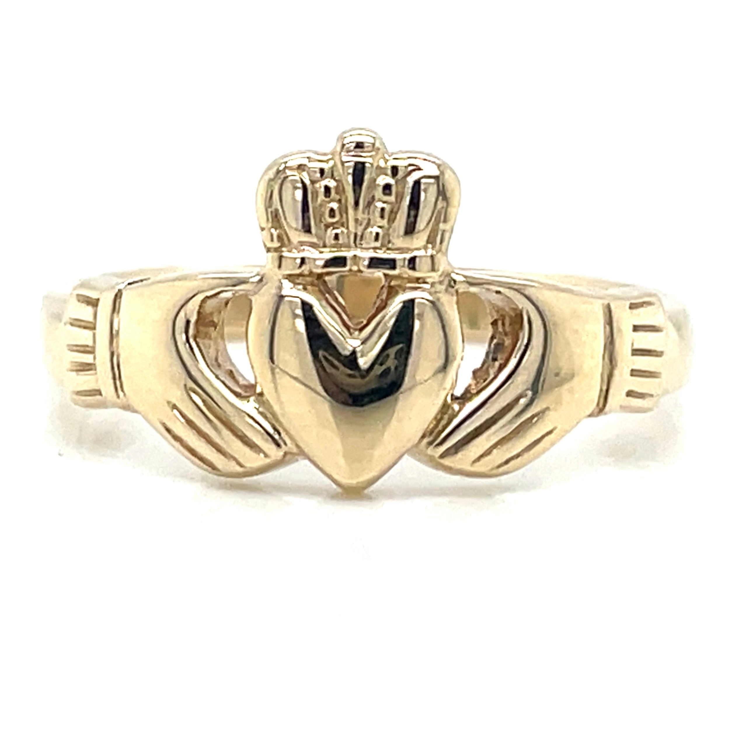 Vintage 9ct Yellow Gold Heavy Plain Claddagh Ring