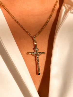 Vintage 9ct Yellow Gold Large Crucifix Pendant
