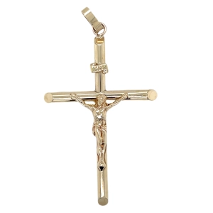 Vintage 9ct Yellow Gold Large Crucifix Pendant