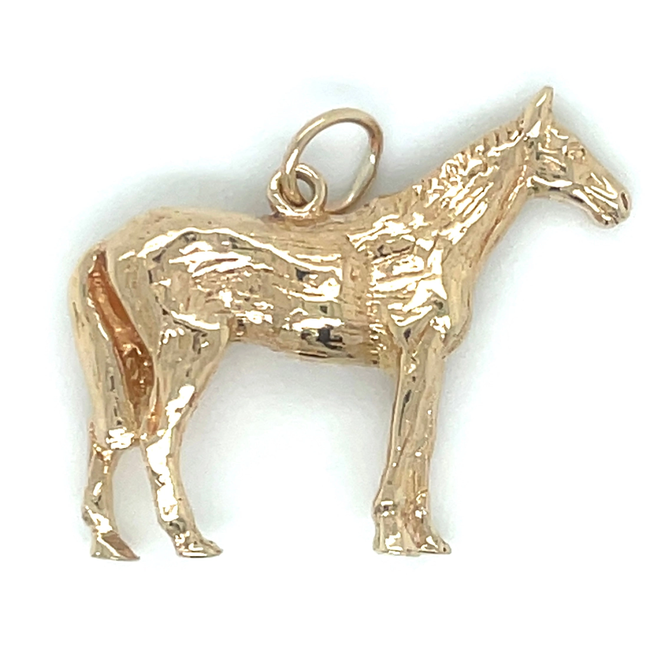 Vintage 9ct Yellow Gold Large Horse Pendant