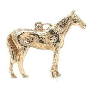 Vintage 9ct Yellow Gold Large Horse Pendant