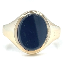 Vintage 9ct Yellow Gold Oval Black onyx Signet RIng