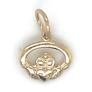 Vintage 9ct Yellow Gold Petite Claddagh Pendant