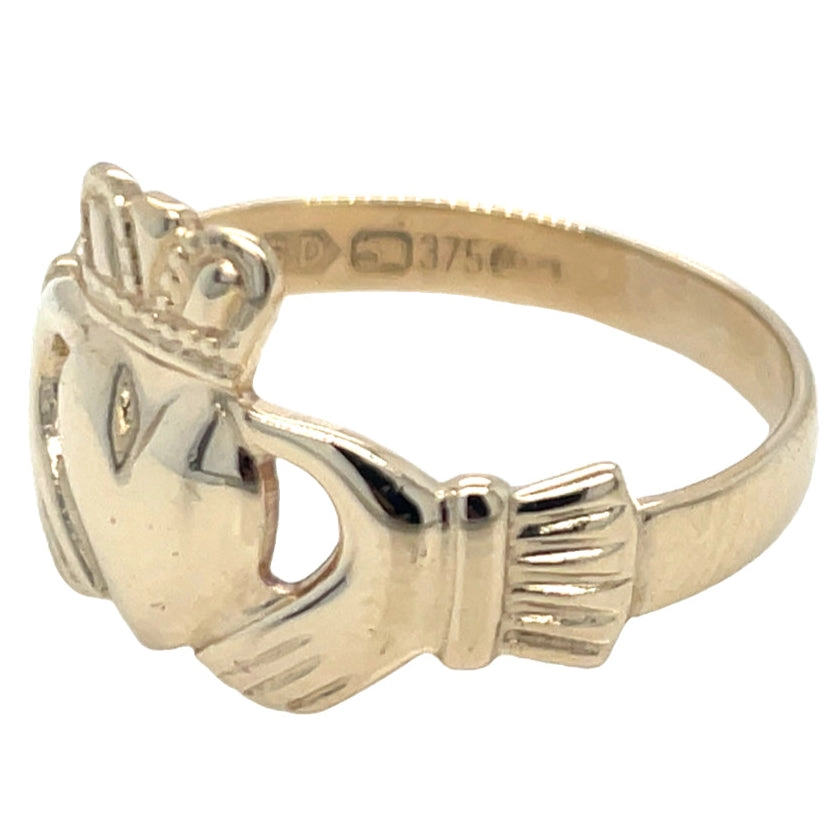 Vintage 9ct Yellow Gold Simple Claddagh Ring