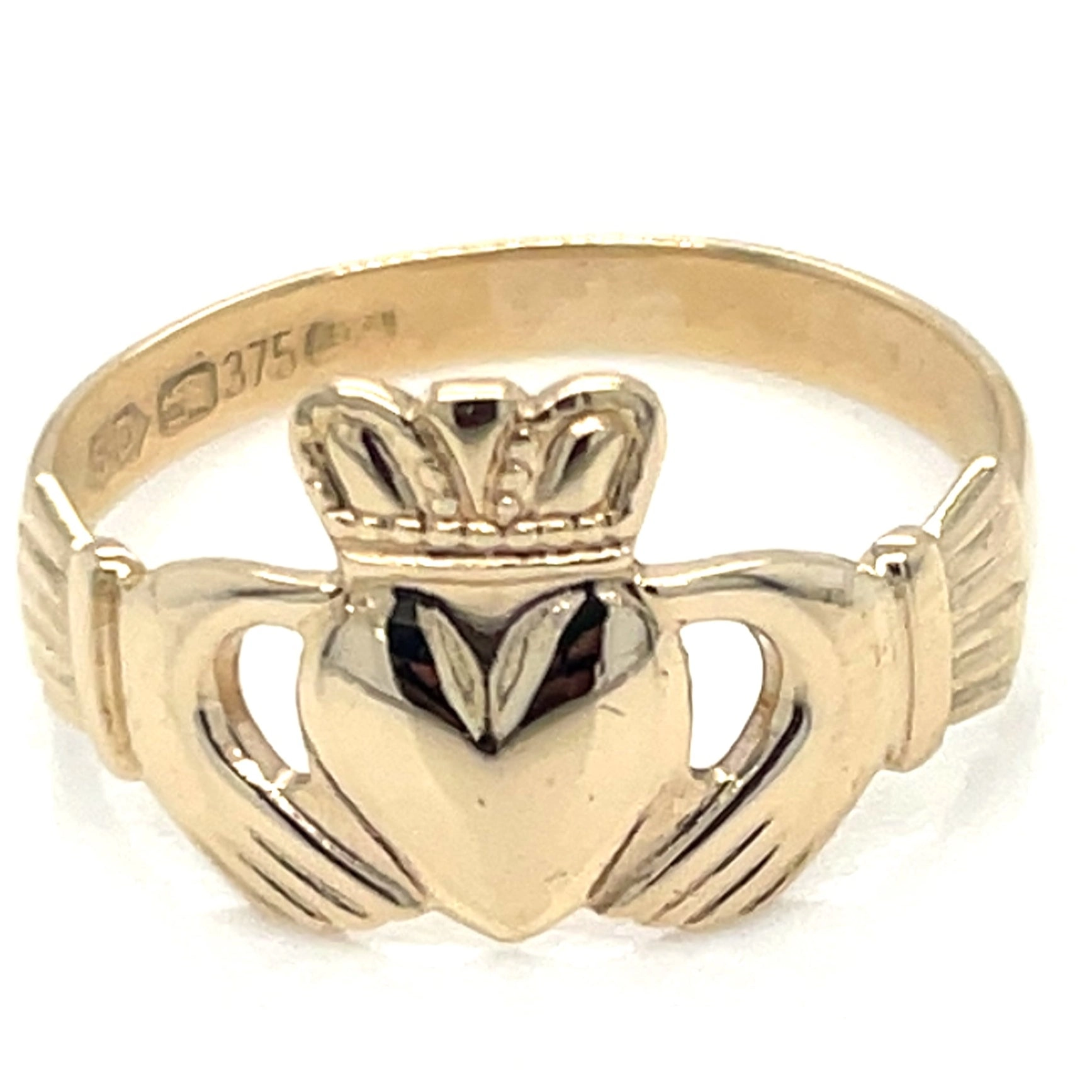 Vintage 9ct Yellow Gold Simple Claddagh Ring
