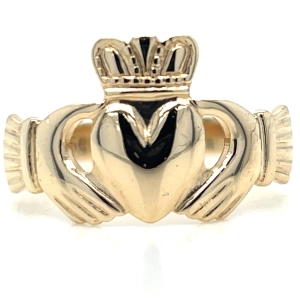 Vintage 9ct Yellow Gold Simple Claddagh Ring