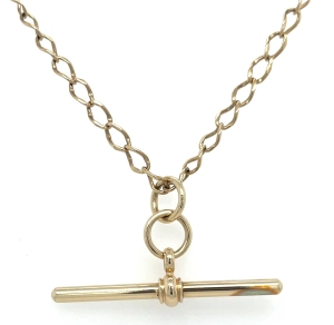 Vintage 9ct Yellow Gold Simple T Bar Necklace