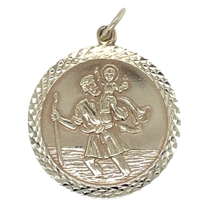 Vintage 9ct Yellow Gold St Christopher Disc Pendant