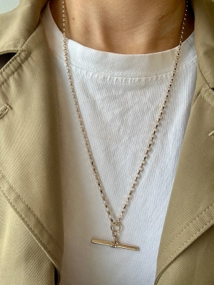 Vintage 9ct Yellow Gold T-Bar Necklace