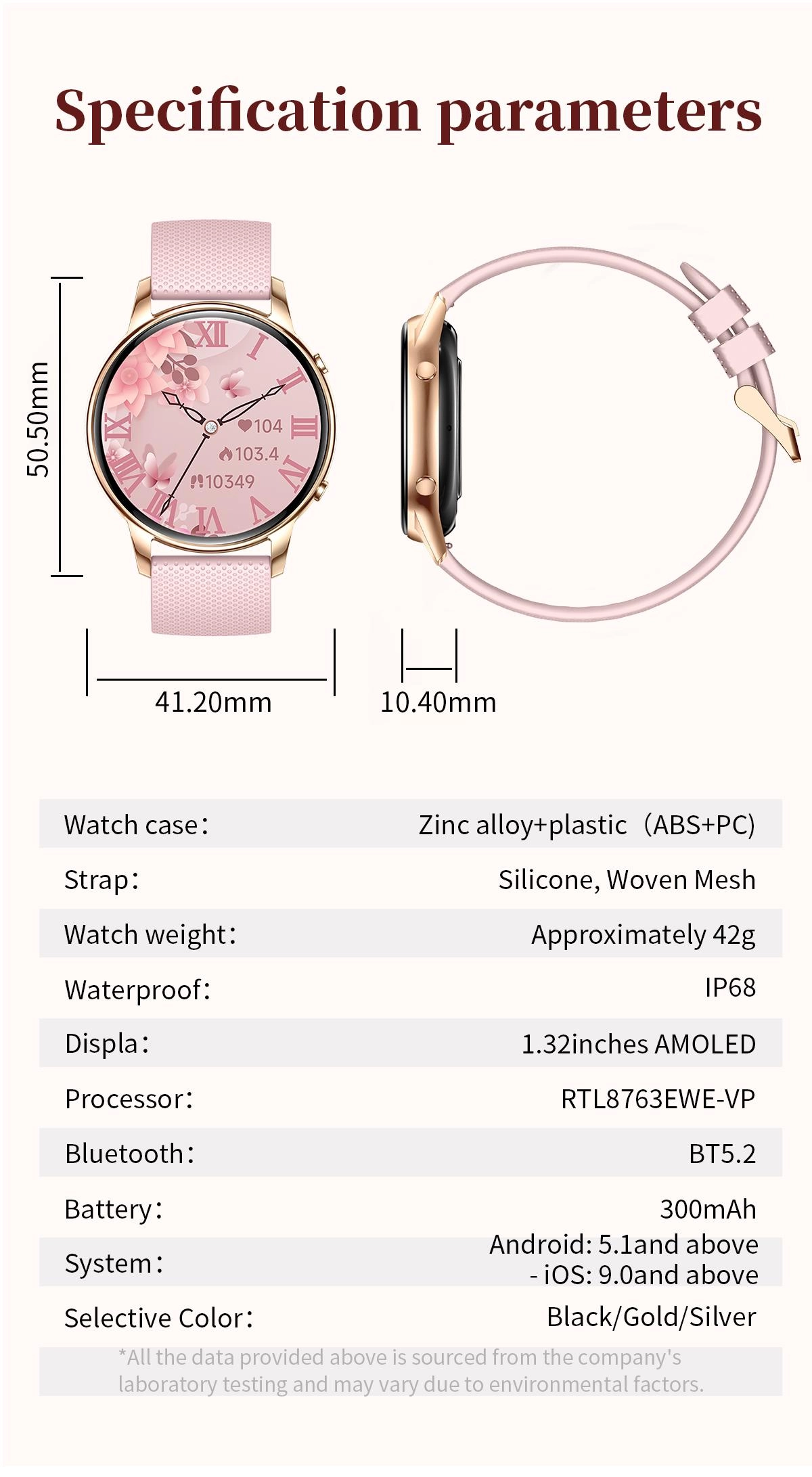 WIMSONS PULSE Y12 smartwatch( R GOLD)(C5)