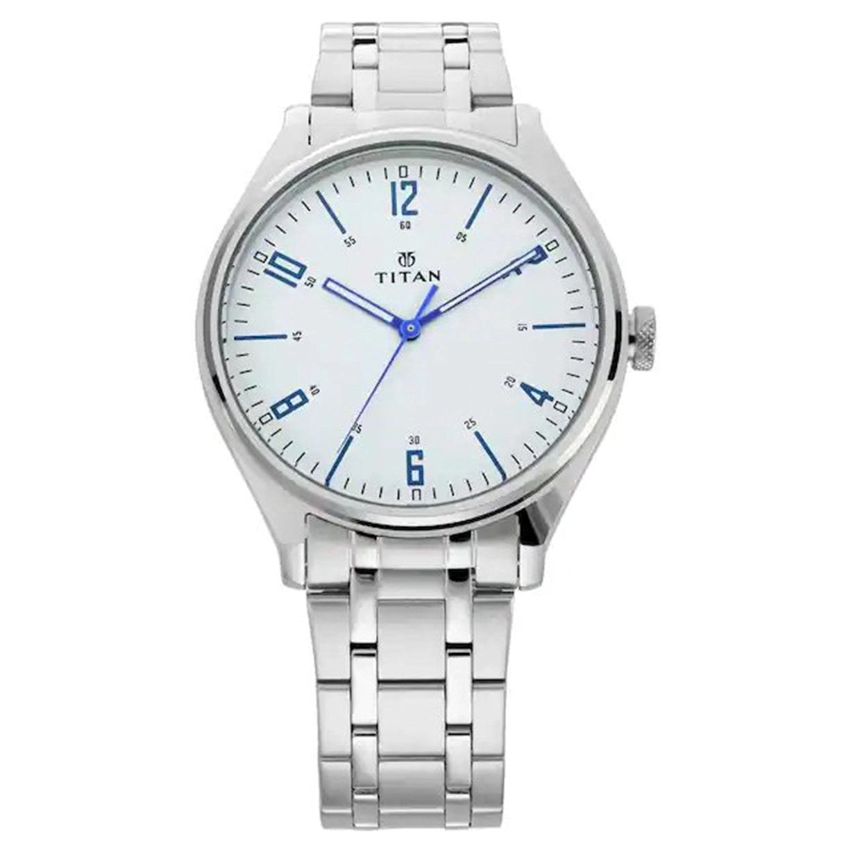 Workwear Men White Dial & Stainless Steel Strap