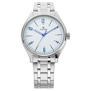 Workwear Men White Dial & Stainless Steel Strap