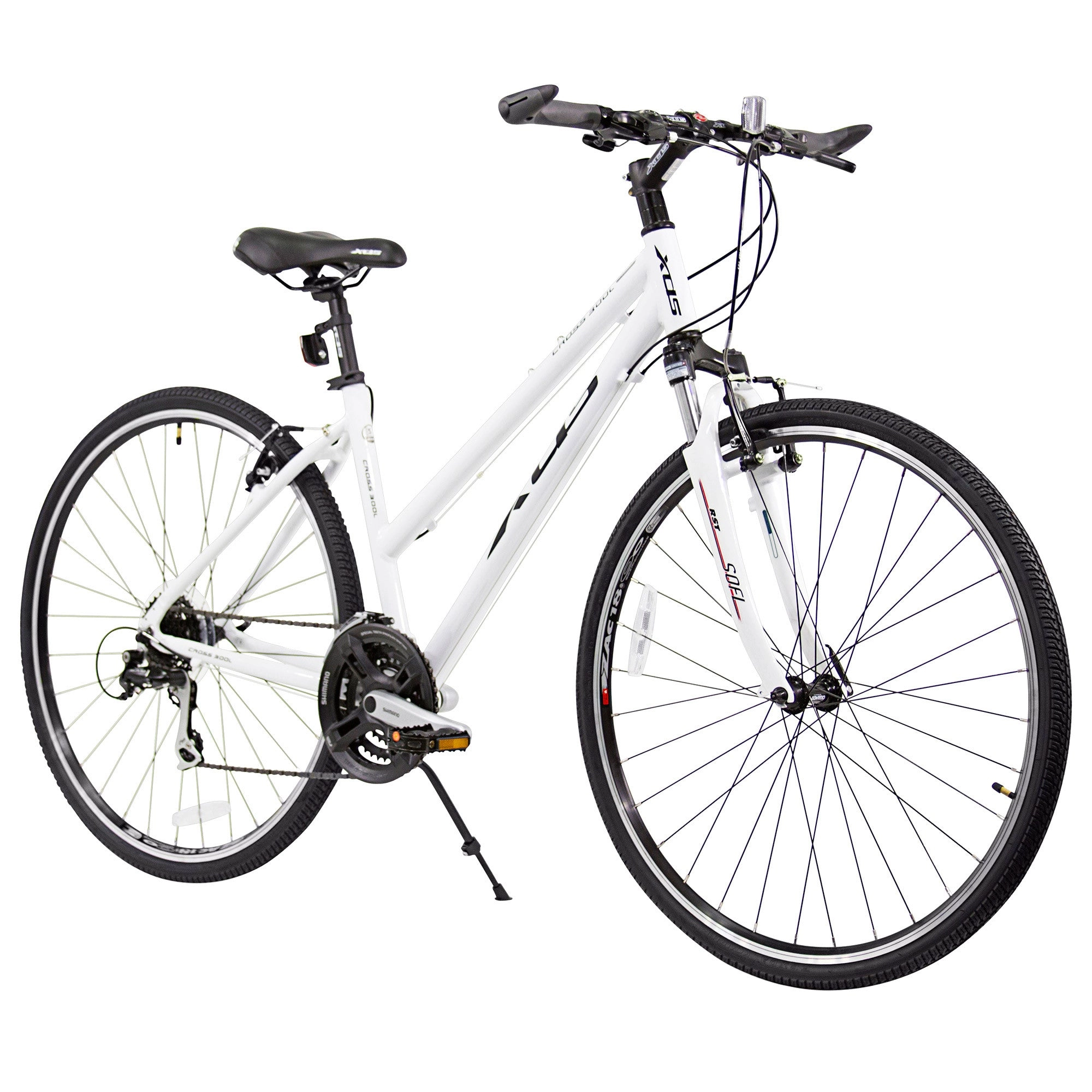 XDS Cross 300 24sp 700C Step-Through Comfort Hybrid Bike // Arctic White