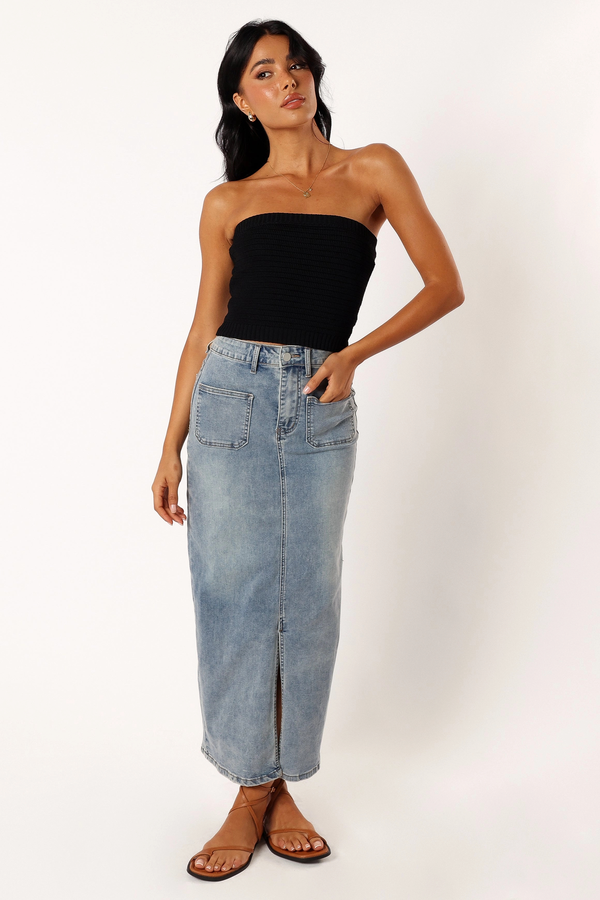 Zia Strapless Knit Top - Black